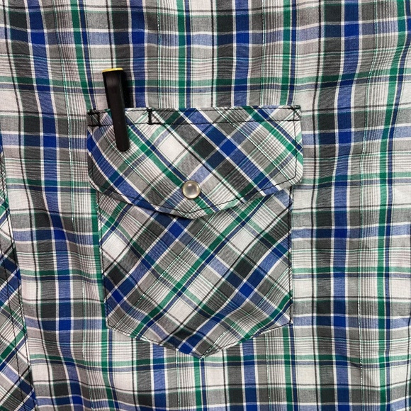 WRANGLER Men’s 2XL Short Sleeve, Snap Button Down, Plaid Western Shirt - Picture 5 of 10